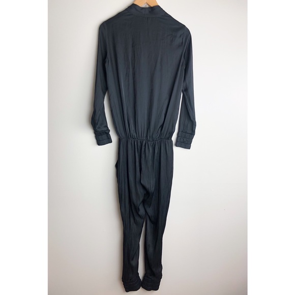ALEXIS Black Satin Button Jumpsuit - Picture 7 of 13